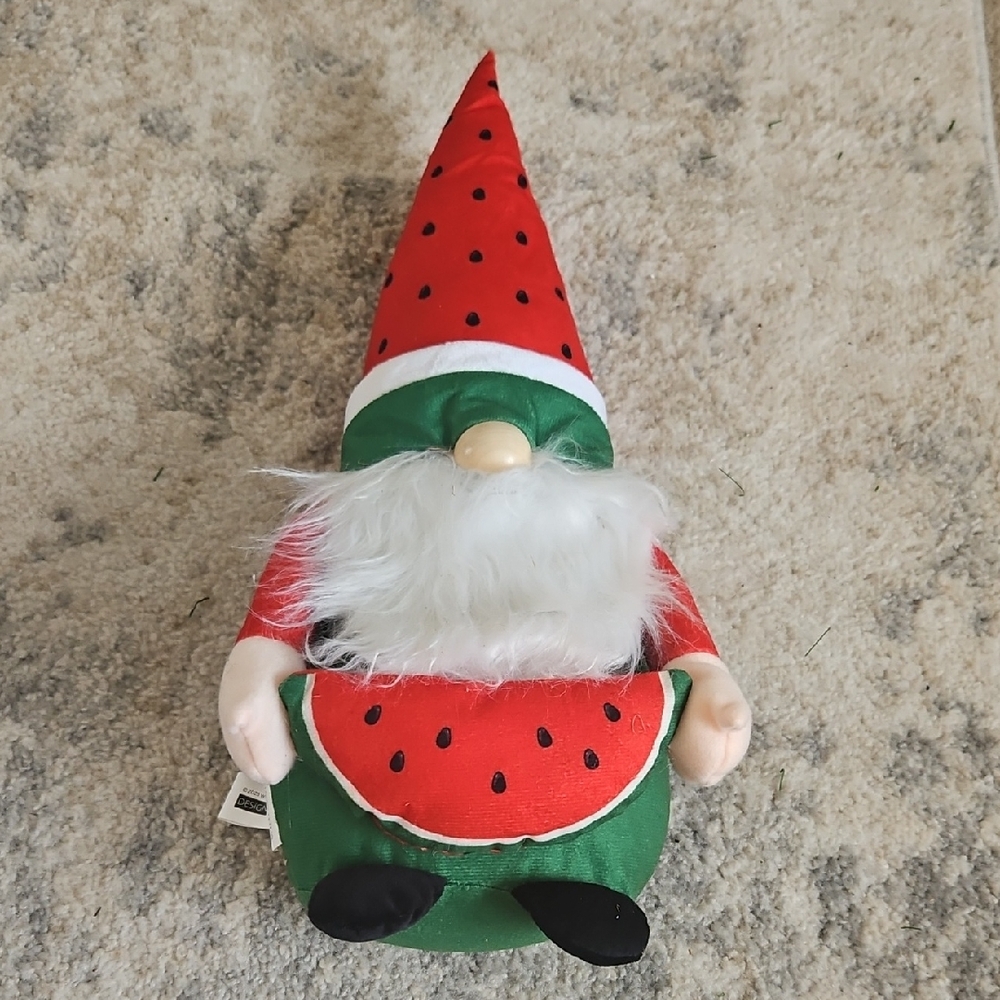 Festive Watermelon Gnome Plush